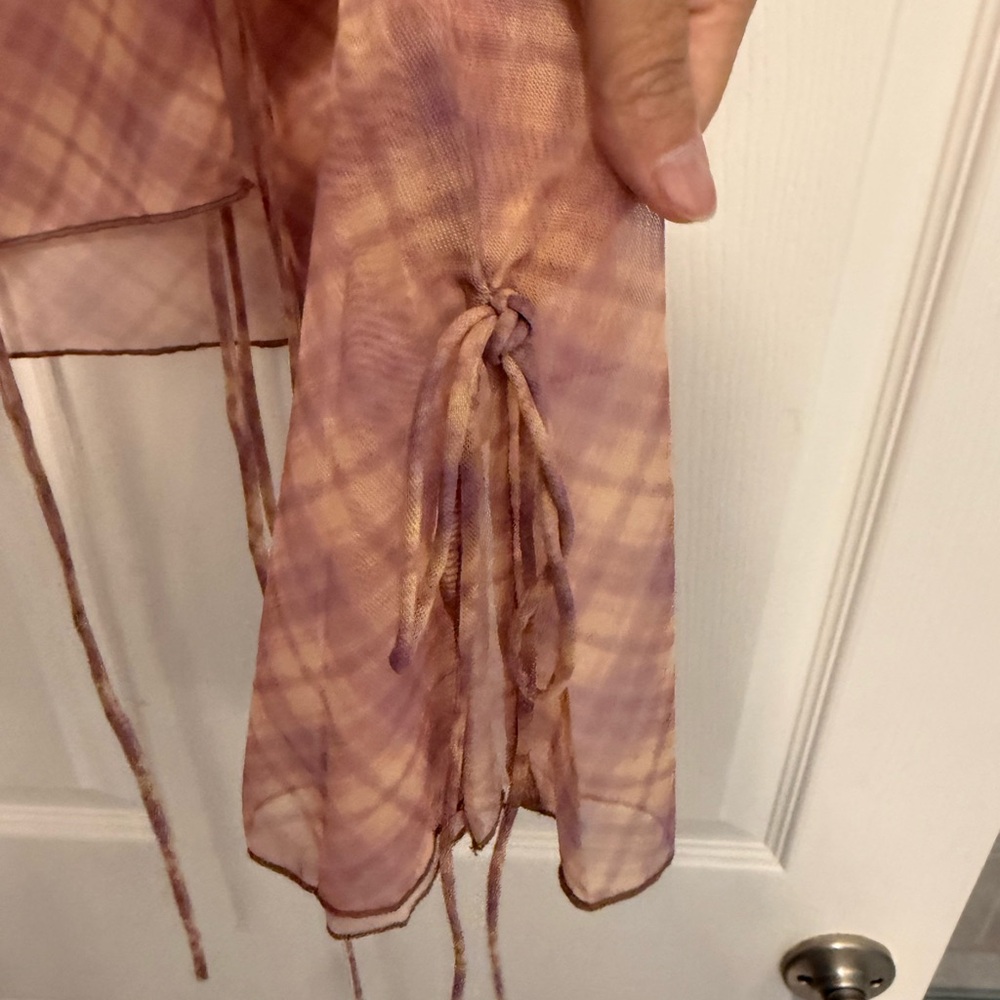 Zara TULLE Plaid Long Sleeve Top - Picture 4 of 6